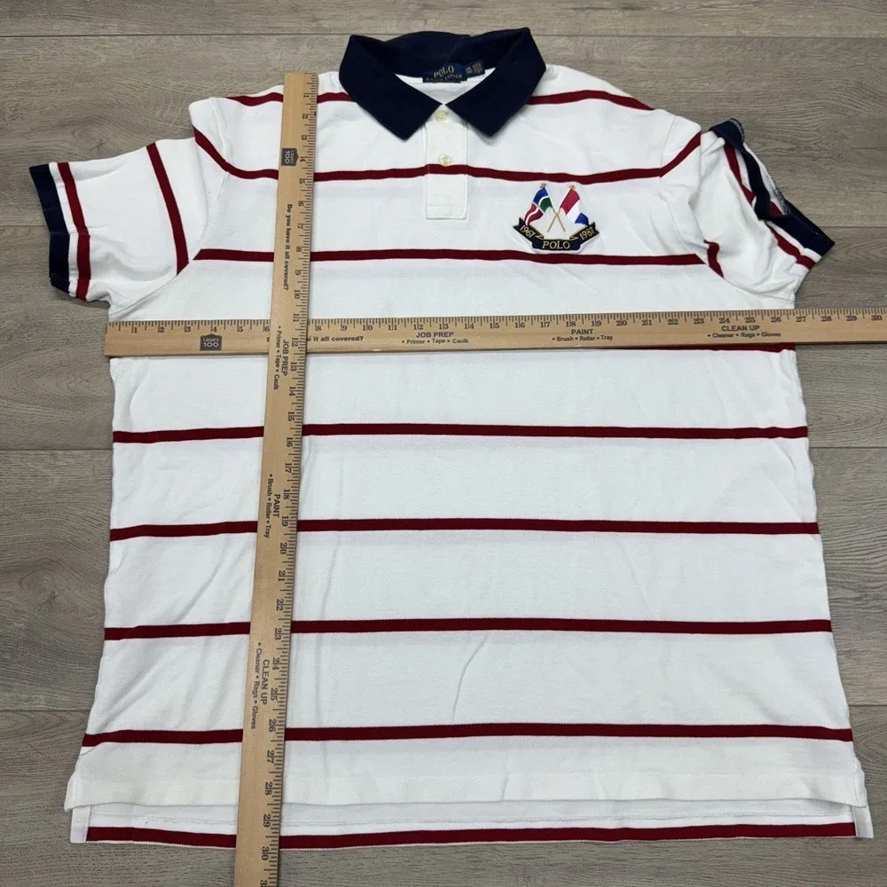 Polo Ralph Lauren Crossed Flags Striped Polo Shirt Men Sz XXL